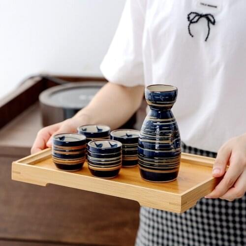 Retro Ceramic Wine Set Liquor Glass Wine Dispenser Japanese Sake Set Cup Pot Warmer Drinkware Spirits Barware Wedding Gifts