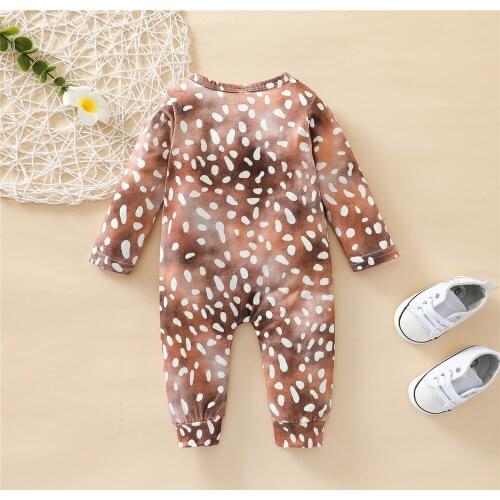 Infant Newborn Baby Girls Boys Deer Print Romper Long Sleeve Spring Autumn Jumpsuits Casual Outfits 0-24M 2021 New Fashon