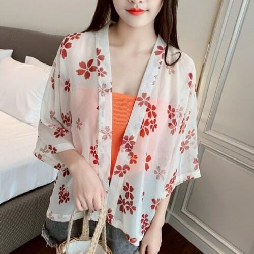 Summer Japanese Style Haori Female Kimono Cardigan Floral Print Elegant Traditional Kimonos Women Yukata Tops Clothing 31214