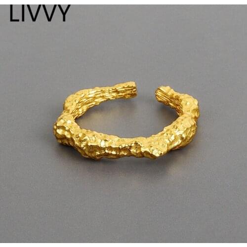 LIVVY Silver Color Rings For Vintage 2021 Trend Gold Color Bump Engagement Womens Ring Jewelry Party Gifts Accessories