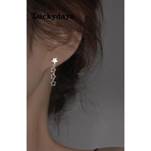 Luckydays New Delicate Hollow Star Drop Earrings For Women Asymmetric Trendy Wedding Party Jewelry