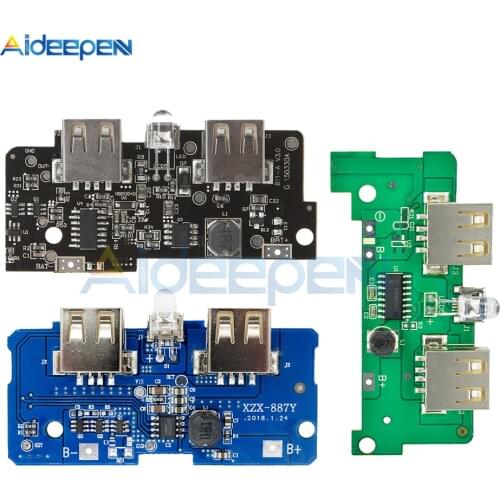 5V 1A 2A Mobile Power Bank Charger Module Dual USB Output Step Up Converter Boost Charging Circuit Board With Indicator Light