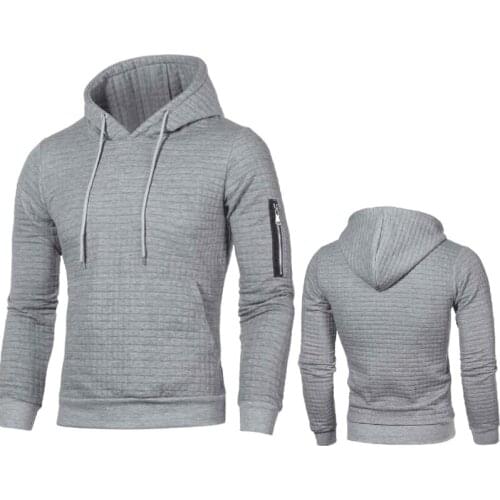 Spring Mens Hoodies Slim-Fit Side Zipper Hooded Sweatshirts Plaid Hoodies Brand Hoodies Male Sweatshirt