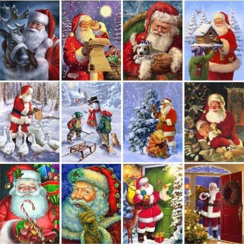 DIY Santa Claus 5D Diamond Painting full square drill Snowman Mosaic Diamond Embroidery Cross Stitch Home Decor Christmas Gift