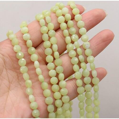Natural Semi-precious Stone Oblate Section Beads Green Aventurine 6mm For DIY Necklace Earrings Accessories Gift Length 38cm