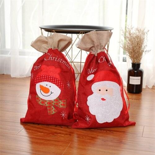 New Large Canvas Bag Christmas Gift Candy Bag Linen Stocking Childrens Gift Bag Candy Storage Bag Home Decor Xmas Gift Storage