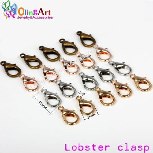 OlingArt 10mm 72pcs/lot Alloy Lobster Clasps Hooks Bronze/Gold-color/Silver-color for Necklace DIY Jewelry making Findings