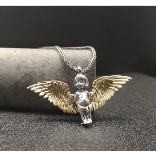 Mens Womens Necklace Fashion Cute Little Angel Golden Wing Pendant Fashion Trend Clothing Accessories Jewelry Gifts