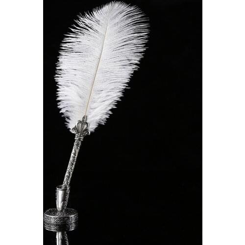 AP110 Unique Ostrich Feather Pen Quill Pen With Pen Stand For Wedding Gift Office School Supplies