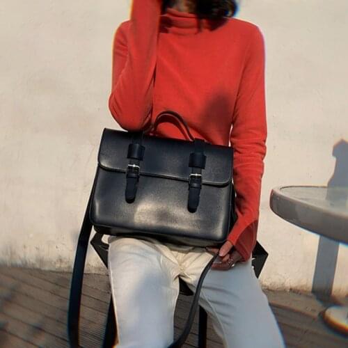 Luxury Vintage Korean Preppy Style Student School Bag Pu Leather Female Bags Ladies Big Buckle Messenger Bag Handbag