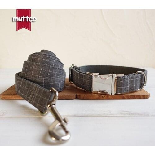 MUTTCO retailing gentlemanlike plaid collar handmade for dog THE SUIT PLAID 5 sizes dog collars and leashes UDC001