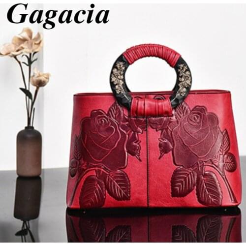 Gagacia Womens PU Leather Crossbody Bag Luxury Handbags Womans Fashion Embossed Messenger Bags Vintage Chinese Style Tote Bag