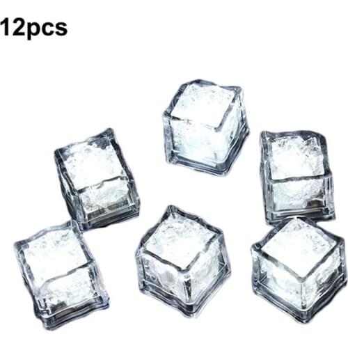 LED Ice Cubes Glowing Party Flash Light Luminous Neon Wedding Festival Christmas Bar Wine Glass Decoration Supplies 12PCS