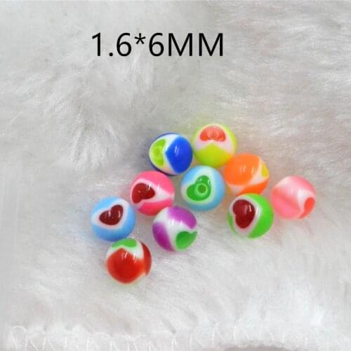 500pcs/Lot Body piercing jewelry - Colorful Heart Acrylic Balls One Hole Replacement Tongue/Navel/Nipple Body Piercing 1.6gX6mm