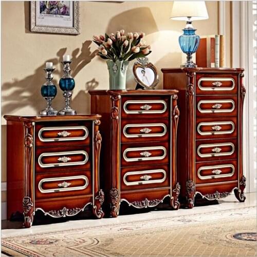 High quality bed Fashion European French Carved bed nightstands chest of drawers pfy4002