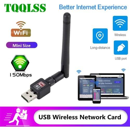 WiFi Wireless Network Card USB 2.0 150Mbps LAN Adapter with rotatable Antenna for Laptop PC Mini Wi-fi Dongle Dropshipping