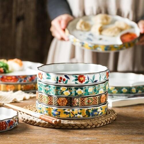 Japanese cookie plate sushi plate all kinds of salad plate restaurant ceramic flower plate tableware snake set