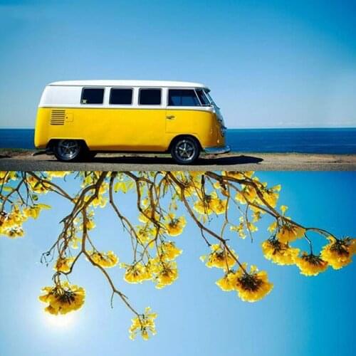 Yellow bus Full Square / Round Diamond Embroidery pattern 5D Diy Diamond Painting Cross Stitch Diamond Mosaic Flower Decor GH264