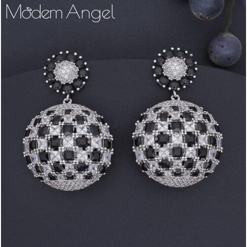 ModemAngel Geometric Cubic Zircon Brazil Style Women Earring drop dangle Unique Design Fashion Jewelry Party Show Brincos