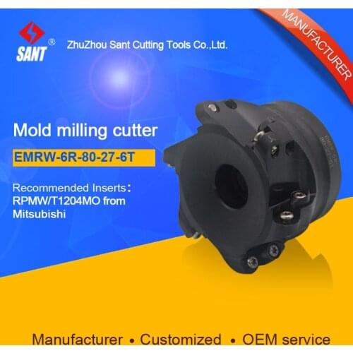 Zhuzhou Sant Face Milling Cutter EMRW-6R-80-27-6T for carbide Inserts RPMW/T1204MO