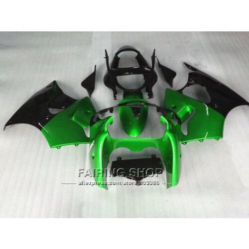 Zx6r 2000 2001 2002 Fairings For Kawasaki ( green&black ) Injection mold Fairing Kit 00 01 02 Customize free S107