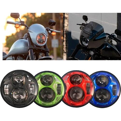 1X 5.75" 5-3/4'' Round LED Headlight for Motorcycle High Low Beam DRL Moto Headlamp Black Red Green Blue Car Lamps Kit