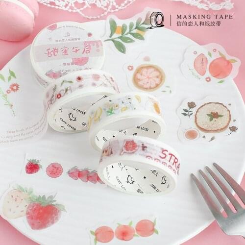 1 Set (Tape + Sticker ) Fruits Strawberry Peach Washi Tape Hand Account Decorative Album Diary Decor