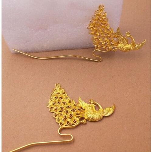 10pcs Handcrafts Peacock Phoenix Metal Hair stick Handmade Accessories Vintage Women Lady Jewelry Chinese Bun Hairwear Hairpins