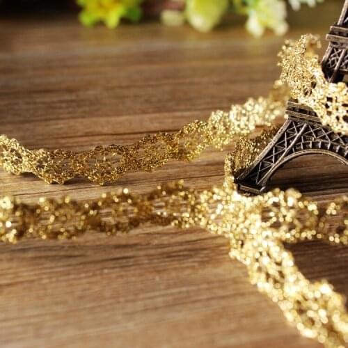 10yard/lot gold color lace trim exquisite circle gold thread woven lace handmade diy accessories
