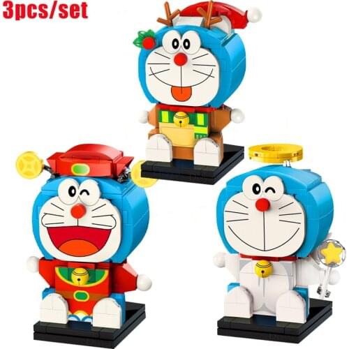 2021 new classic anime Doraemon God of Wealth Angel doll building block toy movie model building block girl boy toy gift