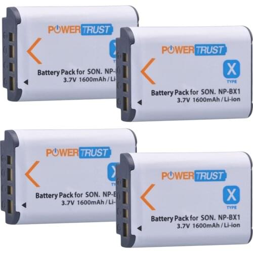 PowerTrust 4Pcs NP-BX1 NP BX1 NPBX1 BX1 Battery for Sony DSC-RX100 DSC-WX500 HX300 WX300 HDR AS100v AS200V AS15 AS30V AS300