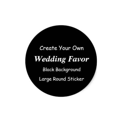 4cm DIY Create Wedding Favor Black Round Large Classic Round Sticker