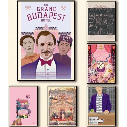 44 Designs The Grand Budapest Hotel Whitepaper Poster Home Decal Artwork Painting Funny Wall Sticker for Coffee House Bar