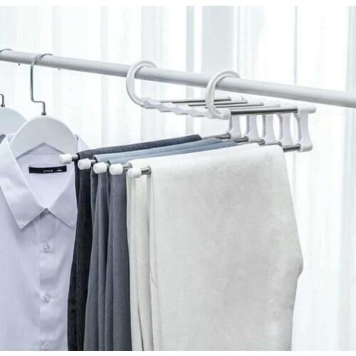 5 In 1 Pant Rack Hanger Multifunction Clothes Organizer Shelves Closet Storage Organizer StainlessSteel Drying Trouser Hanger