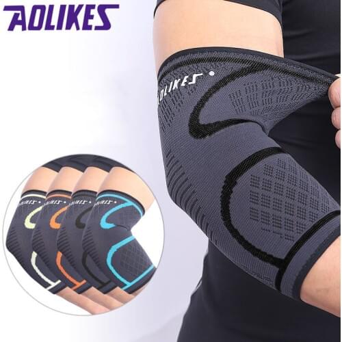 AOLIKES 1 PCS Elbow Support Elastic Gym Sport Elbow Protective Pad Absorb Sweat Sport Basketball Arm Sleeve Elbow Brace