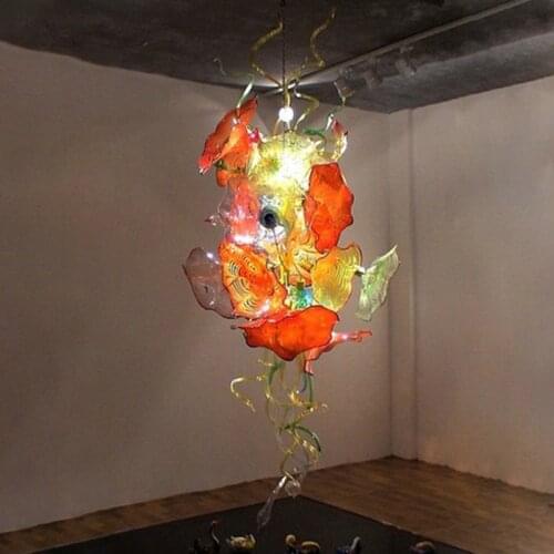 Free Shipping UL/CE LED Bulb Lighting Fixture Colorful Murano Glass Plates Chandeliers with Shades