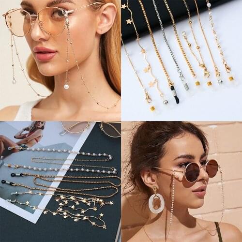 Womens Gold Stars Eyeglass Chains Fashion Sunglasses Reading Glasses Chains Eyewear Cord Holder Lanyard Necklace NEW