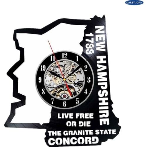 New Hampshire Gift USA States City Vinyl Record Clock Wall Decoration Modern Vintage Art Room