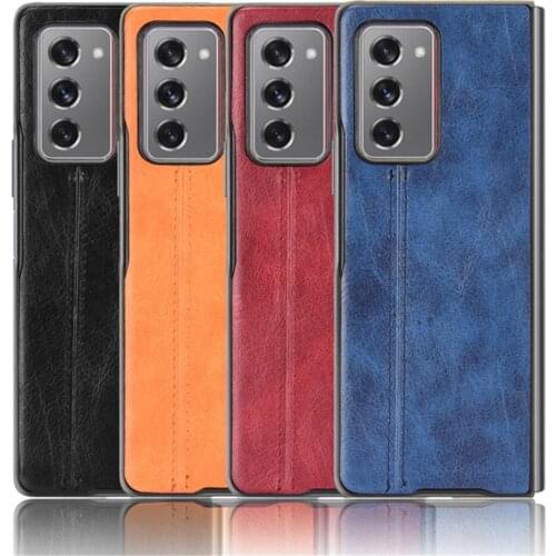 For Samsung Galaxy Z Fold 2 W21 5G Luxury Calfskin PU Leather Hard Back Cover Case For Samsung Z Fold 2 Fold2 Phone Capa Fundas