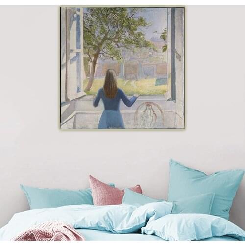 Citon Balthus《Young Girl at the Window》Figurative Canvas Oil Painting Artwork Poster Picture Wall Decor Modern Home Decoration