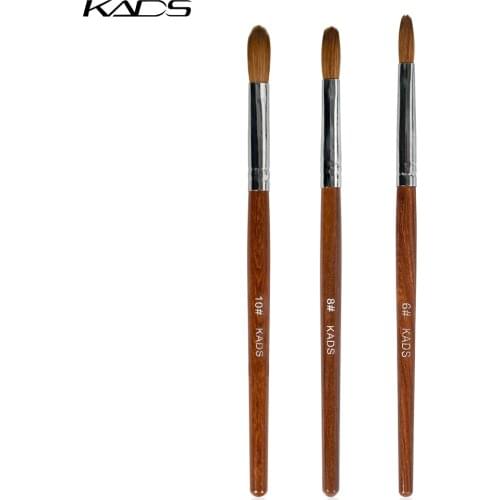 KADS 6# 8# 10# Pincel Kolinsky Acrylic Nail Brush Gel Poly Brush Crimped Head Red Wood Handle Professional Manicure Brush