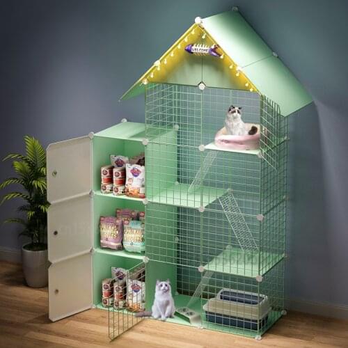 Cages for household pets Cat cage cat villa family two layer dense net large cat house cat pet cage large free space