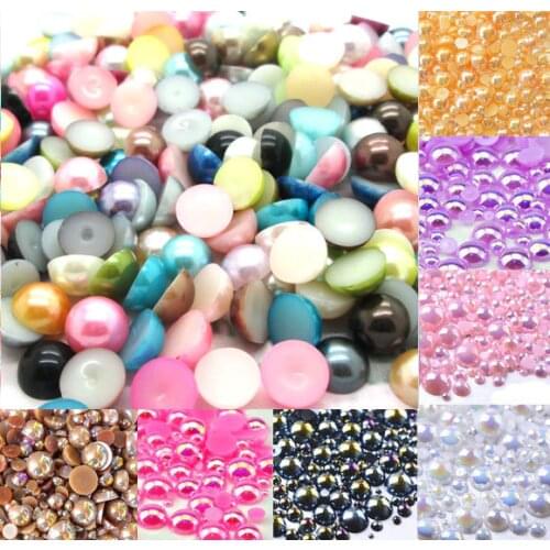 Handmade beautiful 500pcs Mixed Color Flatback Pearl Beads 10mm Nail Art Phone Decoration