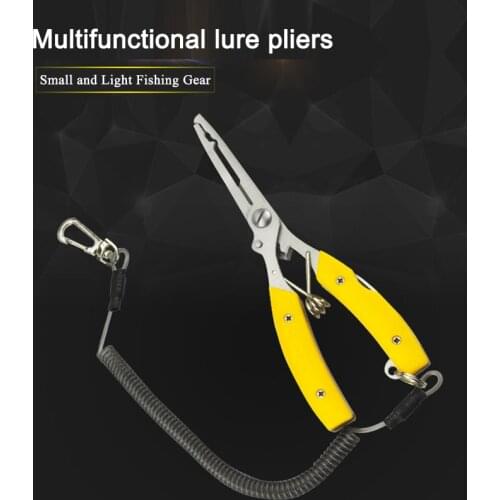 Multifunction Fishing Pliers Scissor with Missed Rope Stainless Steel Fish Clamp Split Ring Line Cutter Hook Removers Tackle