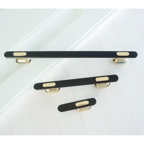 Fashion Simple Furniture Handles Gold Long Pulls for Cabinet and Drawer Zinc Alloy Black Wardrobe Closet Knob Pull Door Hardware