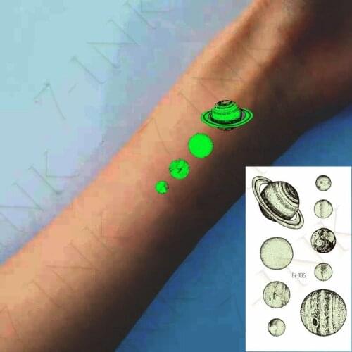 Tattoo Stickers Luminous Child Kid Temporary Fake Tattoos Glow Paste on Face Arm Leg for Children Body Art Universe Sun Sticker