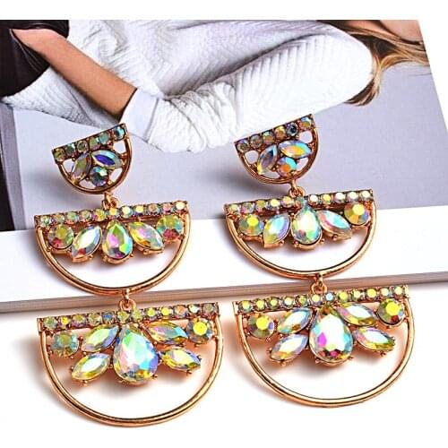 New Elegant Multi-color Rhinestone Drop Earrings Crystal Pendant Dangle Earrings For Women Party Jewelry