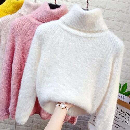 New autumn winter turtleneck sweater women mink cashmere knitted sweater soft elasticity bottoming sweaters thick pullovers 3141