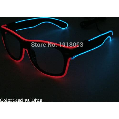 New type Fashion 13 Style DC-3V Steady on Double Color Flexible Novelty Lighting EL wire LED Neon Glasses For Party Decor