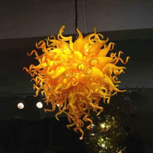 Hotel Restaurant Light Orange Vintage Home Decor Loft Chandelier Lighting Chihuly Hand Blown Glass Hanging Lamps